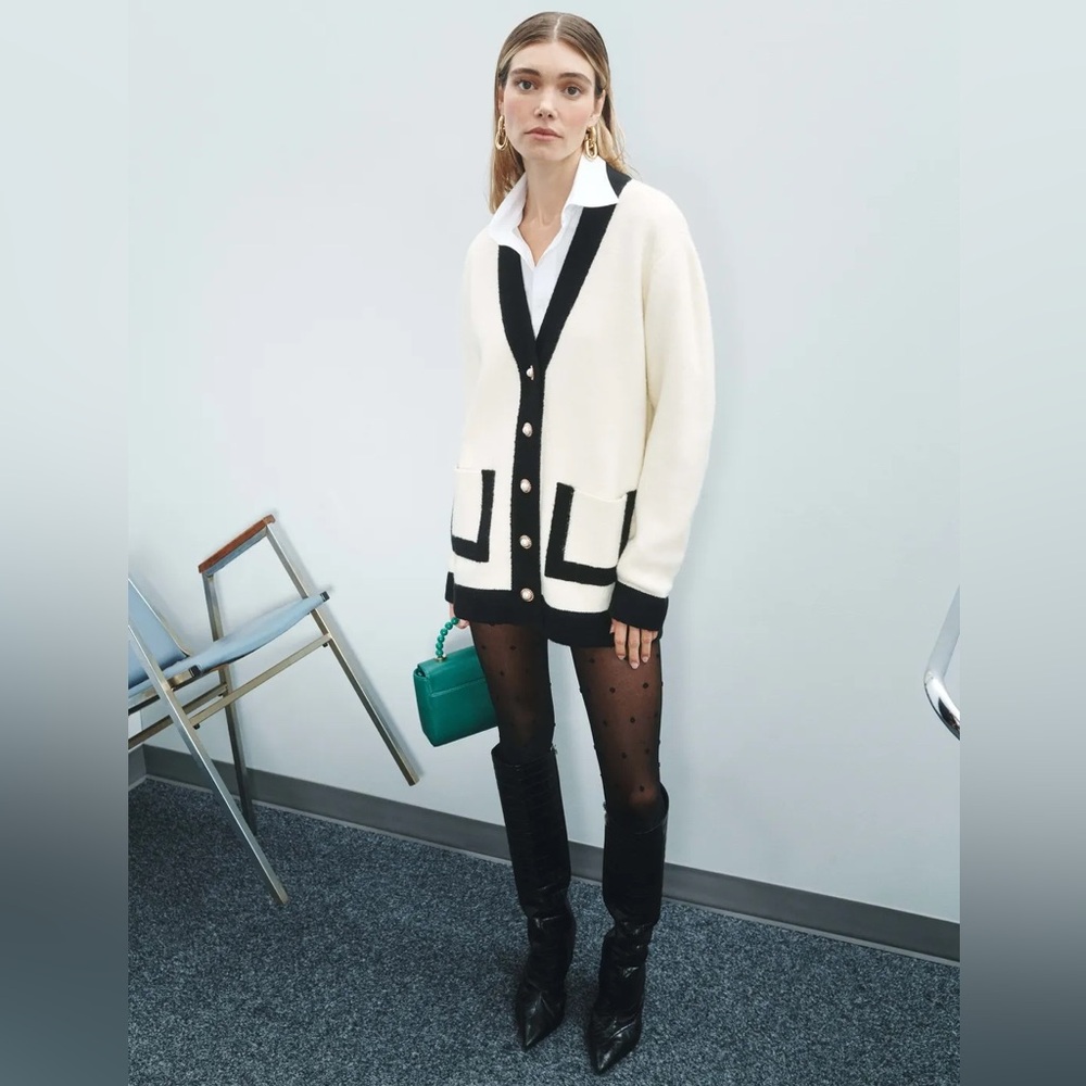 Omorose Faux-Pearl Button Cardigan